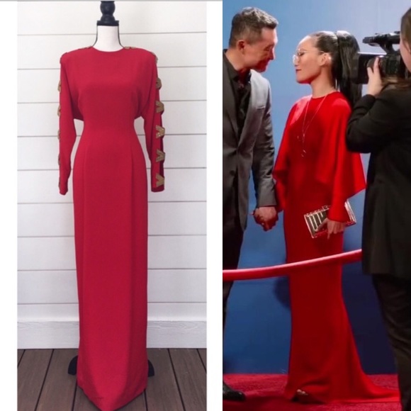 Vintage Dresses & Skirts - Vintage 80s Riazee Boutique Beaded Red Gown